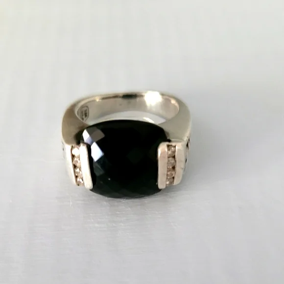 David Yurman Onyx Diamond Sterling Silver Ring - Picture 1 of 12